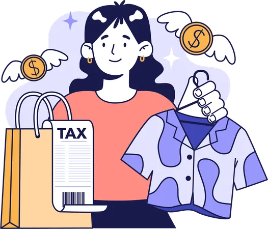 Shopping tax and cost  Illustration
