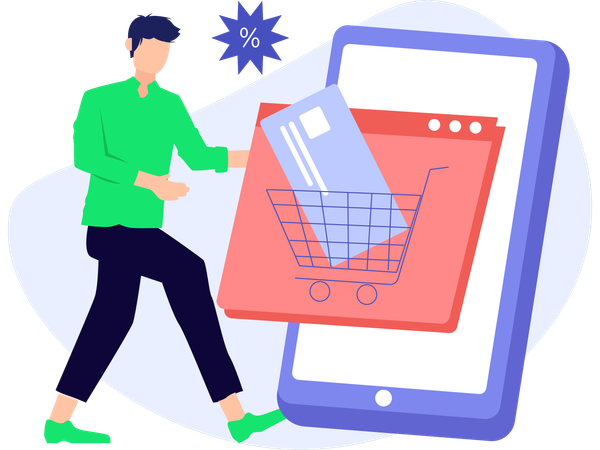 Shopping through credit card  Illustration