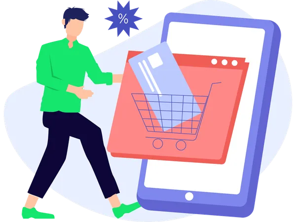 Shopping through credit card  Illustration