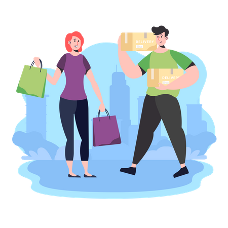 Shopping together  Illustration