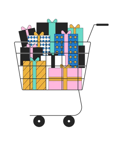 Shopping trolley with giftboxes  Illustration