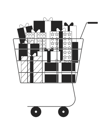 Shopping trolley with giftboxes  Illustration