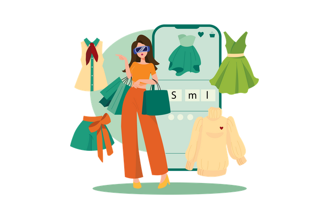 Shopping using virtual technology  Illustration