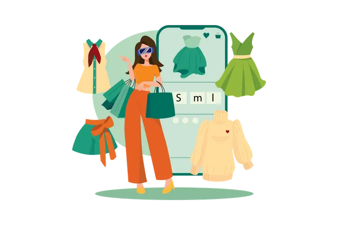 Shopping using virtual technology  Illustration