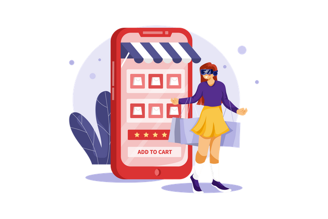 Shopping using virtual techology Illustration