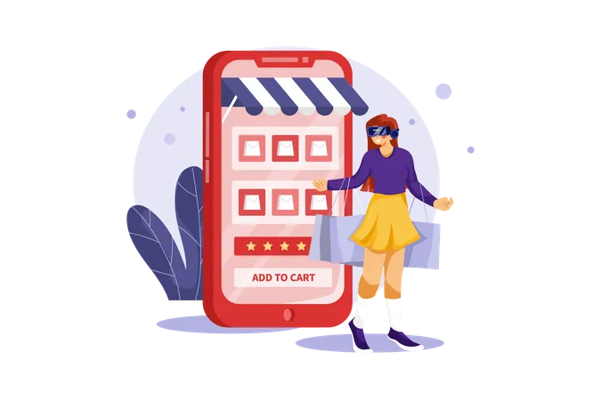 Shopping using virtual techology  Illustration