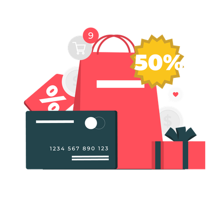 Shopping via Credit Card  Illustration