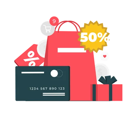 Shopping via Credit Card  Illustration