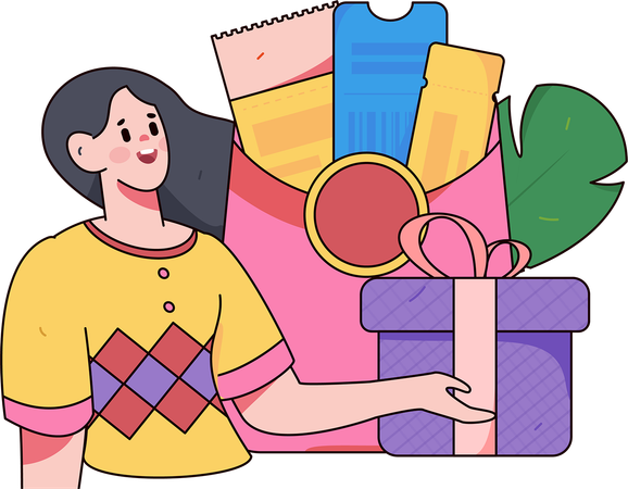 Shopping voucher redeemed by woman  Illustration