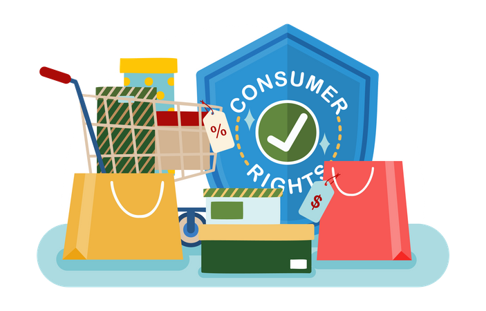 Shopping with consumer rights  Illustration