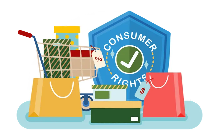 Shopping with consumer rights  Illustration