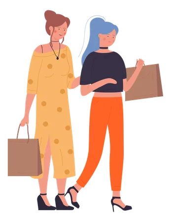 Shopping with friend  Illustration