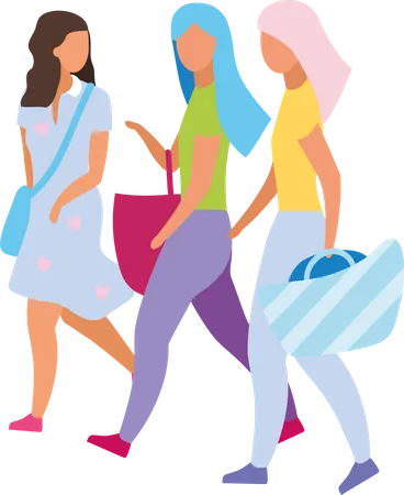 Shopping with friends  Illustration