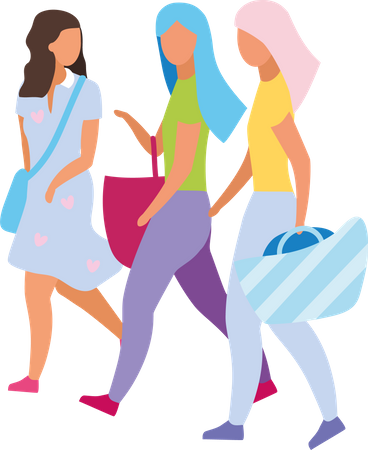 Shopping with friends  Illustration