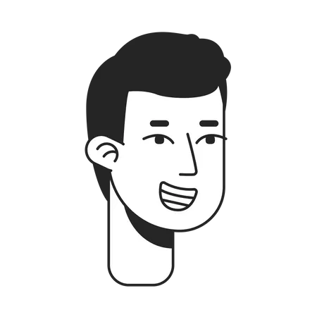 Short Haired Guy Grinning Monochromatic Flat Vector Character Head Black And White Avatar Icon Editable Cartoon User Portrait Simple Lineart Ink Spot Illustration For Web Graphic Design Animation Illustration