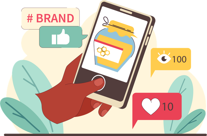 Showcasing brand engagement through social media interactions  Illustration