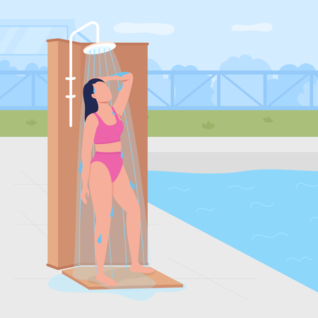 Showering before swimming  Illustration