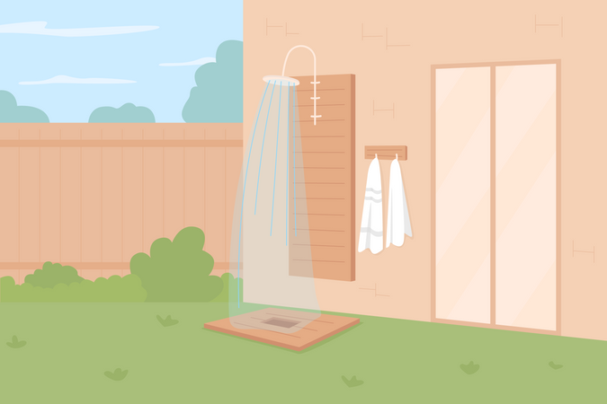 Showering outdoors  Illustration