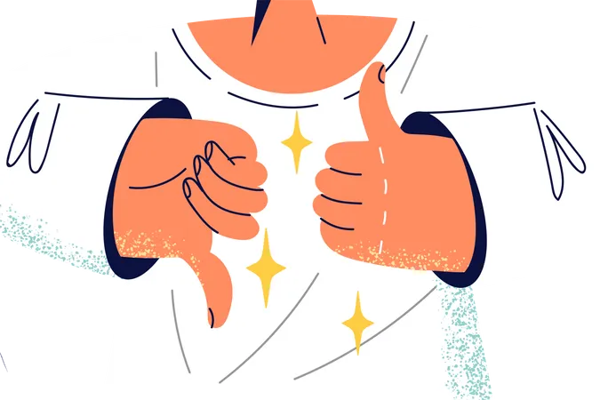 Showing thumbs down and thumbs up Illustration