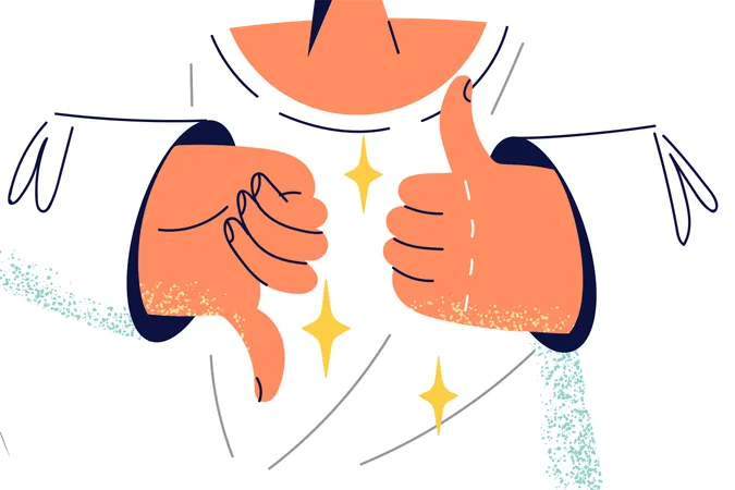 Showing thumbs down and thumbs up  Illustration