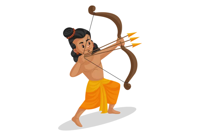 Shree Ram firing three arrows Illustration