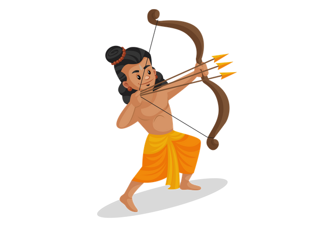 Shree Ram firing three arrows  Illustration