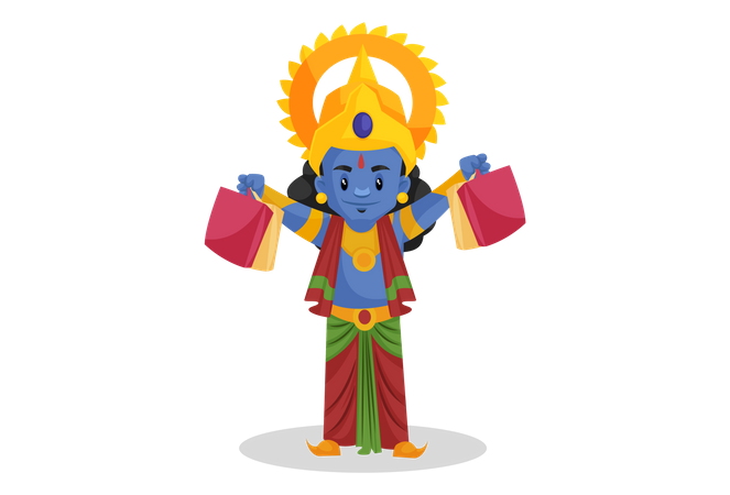 Shree Ram hält Einkaufstasche  Illustration