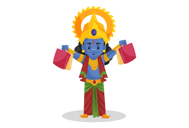 Shree Ram hält Einkaufstasche  Illustration