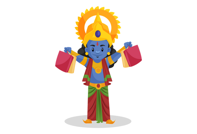 Shree Ram sosteniendo una bolsa de compras  Ilustración