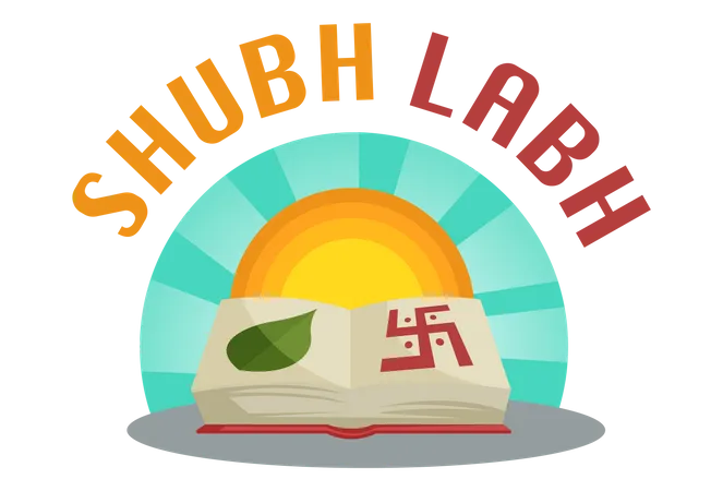 Shubh Labh avec le livre sacré comme chopda pujan  Illustration