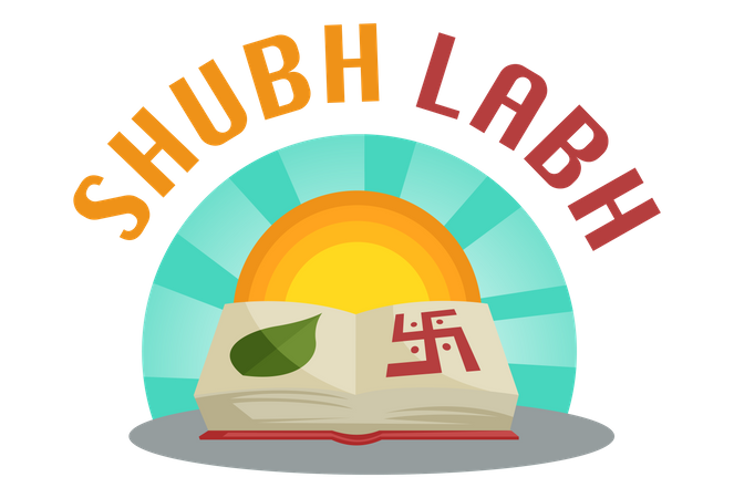 Shubh Labh with Holy book as chopda pujan  Illustration