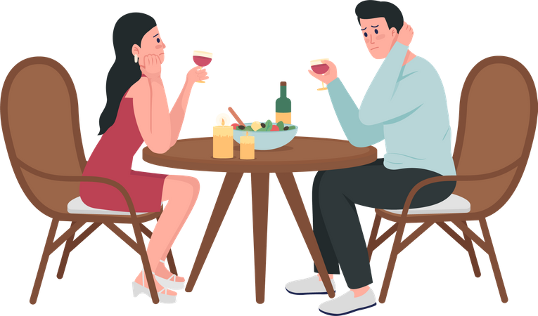 Shy people on date Illustration