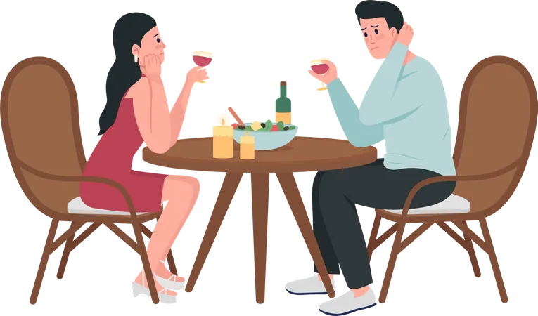 Shy people on date  Illustration