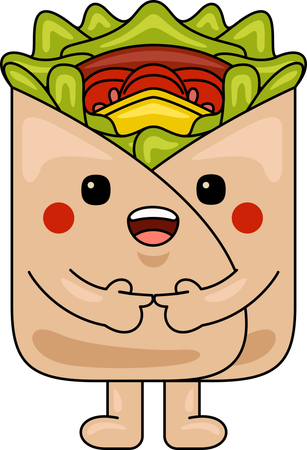 Schüchternes Wrap-Maskottchen  Illustration