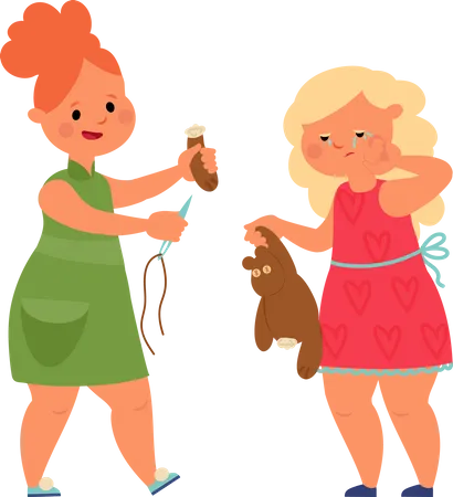 Sibling girls playing together  Illustration
