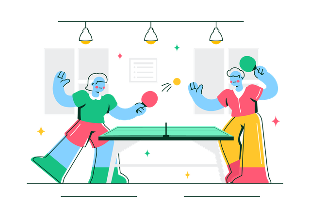 Sibling playing table tennis  Illustration