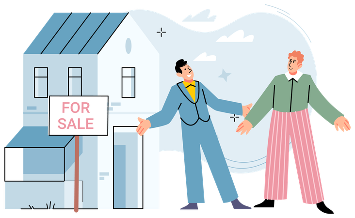 Siblings buying house  Illustration