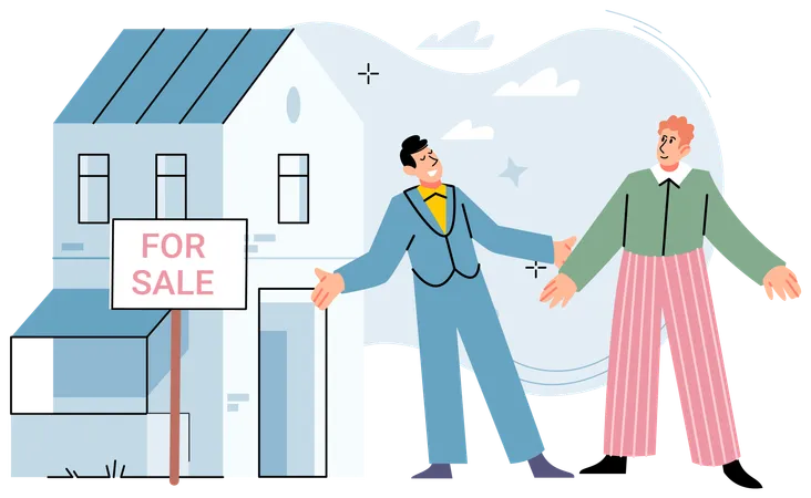 Siblings buying house  Illustration