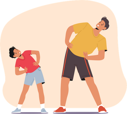 Siblings doing physical workout  Illustration