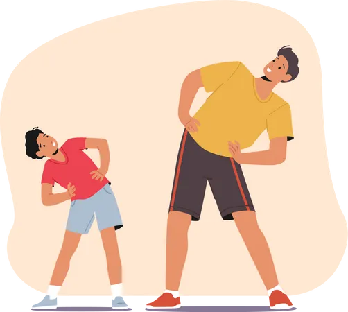 Siblings doing physical workout  Illustration