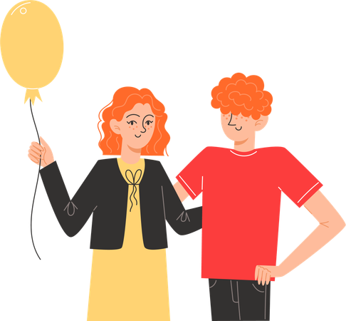 Siblings standing next to each other  Illustration