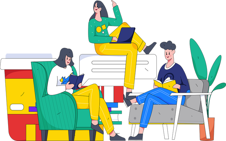 Siblings studying together at home  Illustration