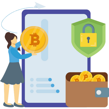 Sichere Speicherung von Bitcoin-Wallets  Illustration