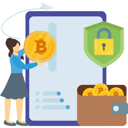 Sichere Speicherung von Bitcoin-Wallets  Illustration