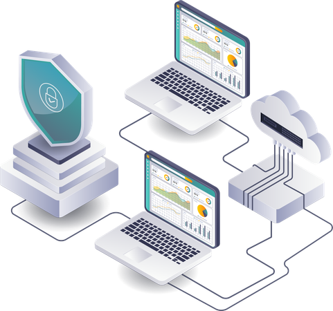 Sicherheit der Cloud-Server-Datenanalyse in Computersystemen  Illustration