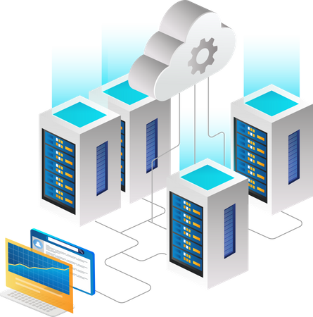 Sicherheitskontrolle und Wartung des Cloud-Servers  Illustration