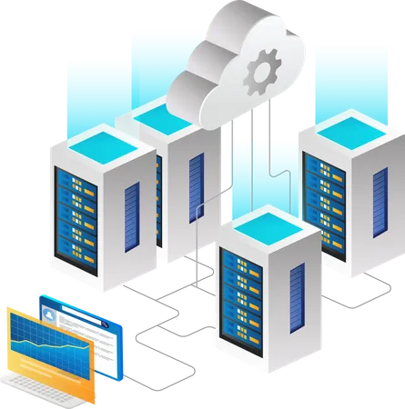 Sicherheitskontrolle und Wartung des Cloud-Servers  Illustration