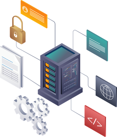 Sicherheit und Entwicklung von Datenservernetzwerken  Illustration