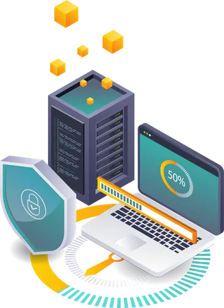 Sicherheitsanalyse der digitalen Cloud-Server-Technologie  Illustration