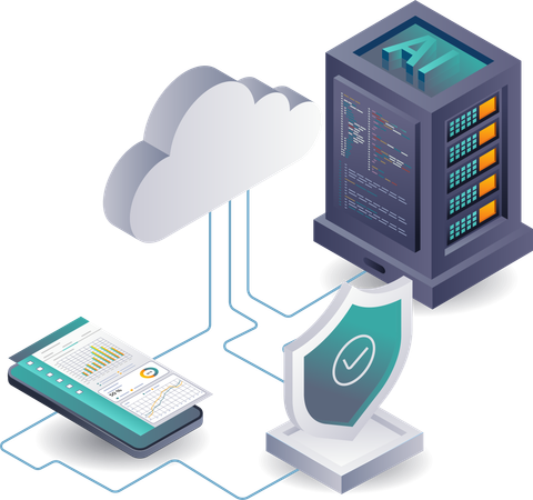 Sicherheitsanalysesystem für Big Data-Server  Illustration